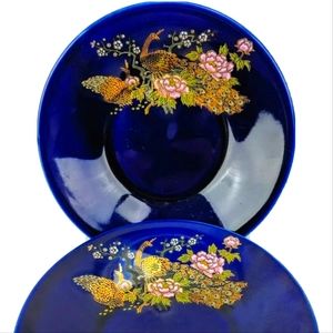 2 Vnt Hishisei H.Ito Best Espresso Saucers Japan Cobalt Blue 4 1/2 "